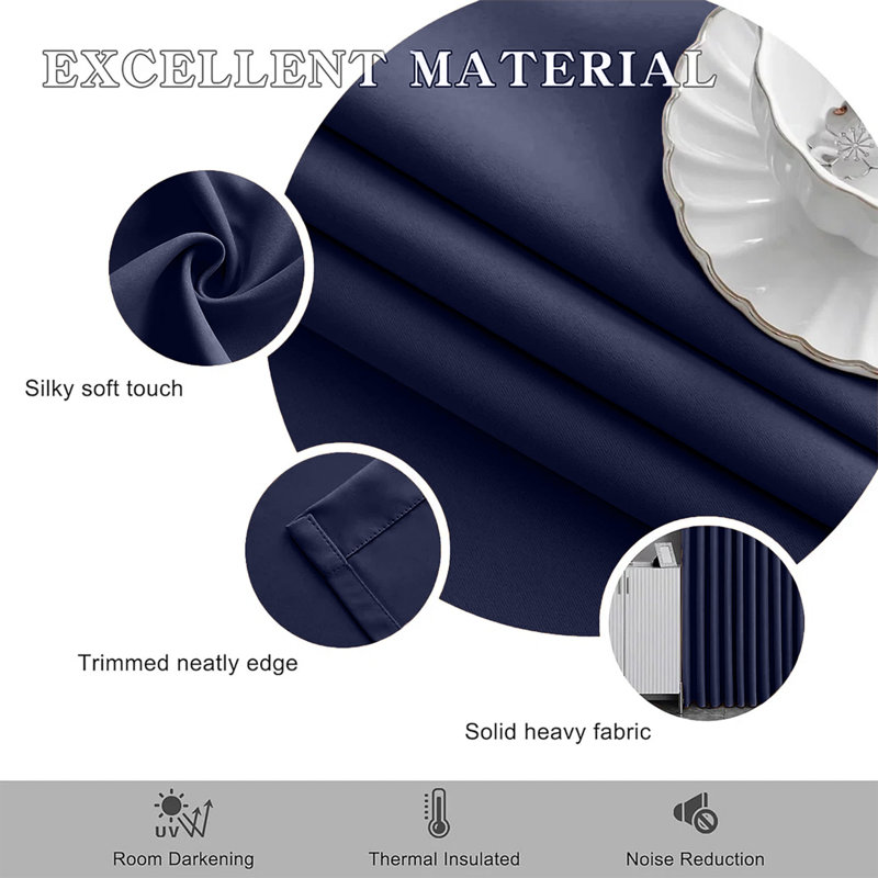Premium Blackout Eyelet Curtain Panels - Thermal Insulated, Noise Reducing Grommet Room Darkening Window Curtains for Bedroom and Living Room