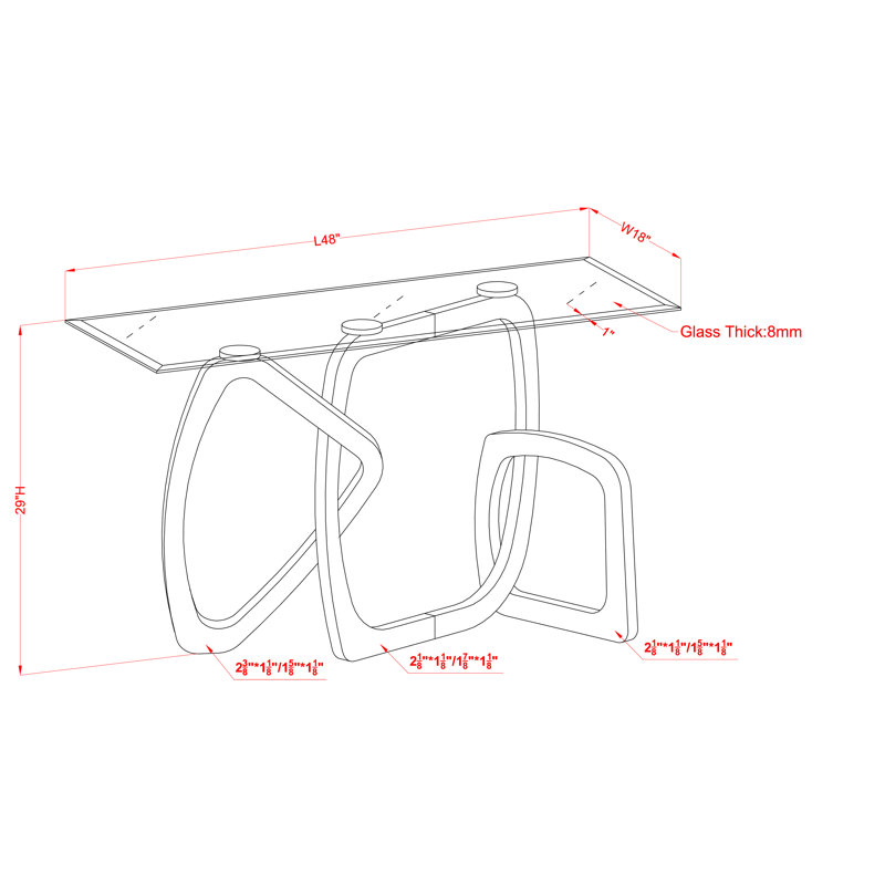 Hyatt 48'' Glass Top Console Table