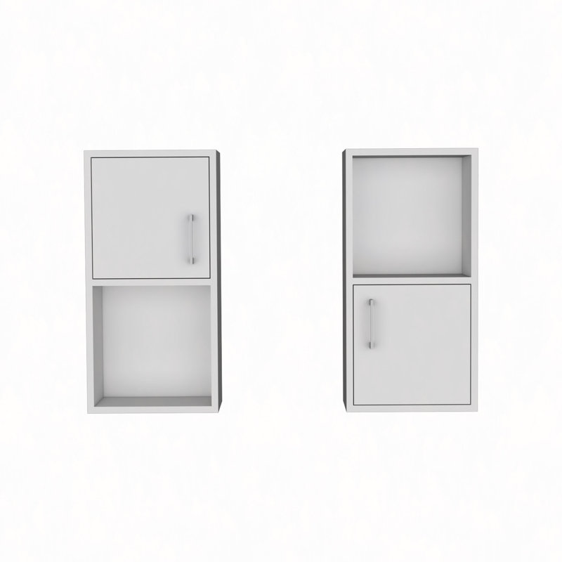 Armoire à pharmacie murale avec rangement ouvert et fermé 2 pièces Oba, Blanc