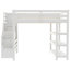 Lit mezzanine double avec escalier de rangement, garde-robe, tablettes et lumière DEL blanche intégrée, blanc