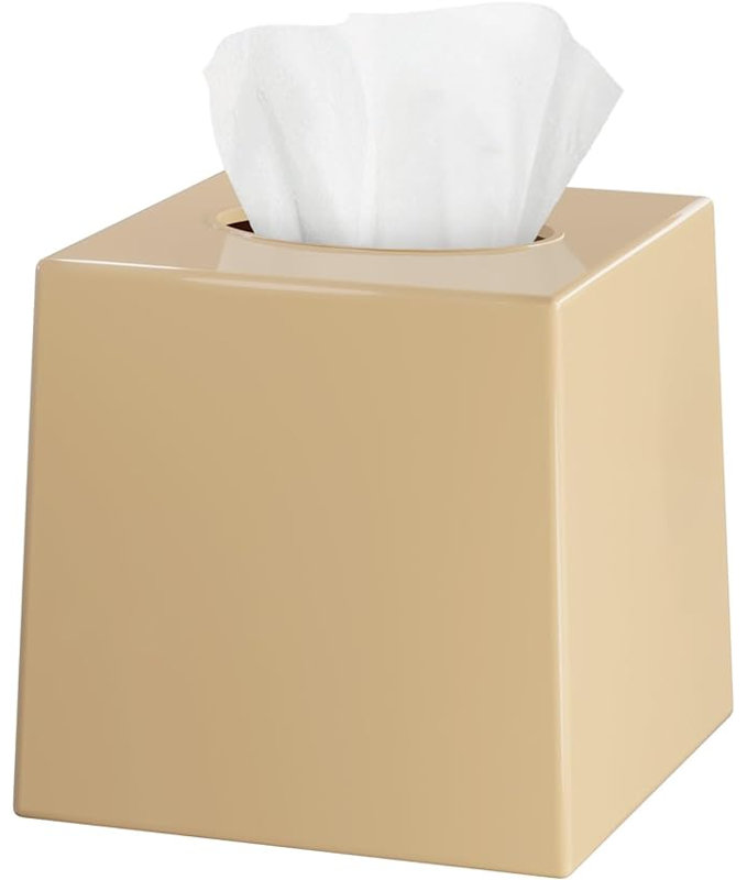 Couvercle de boîte à mouchoirs beige - carré, Beige