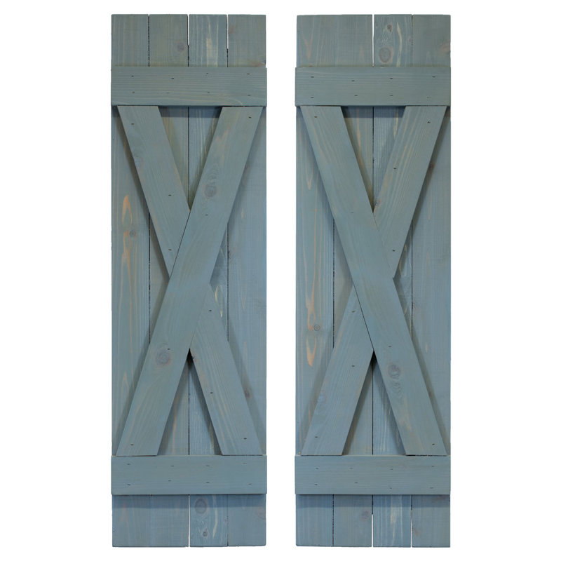 Paire de volets d'extérieur à planche et lattes, Bleu de province, 66