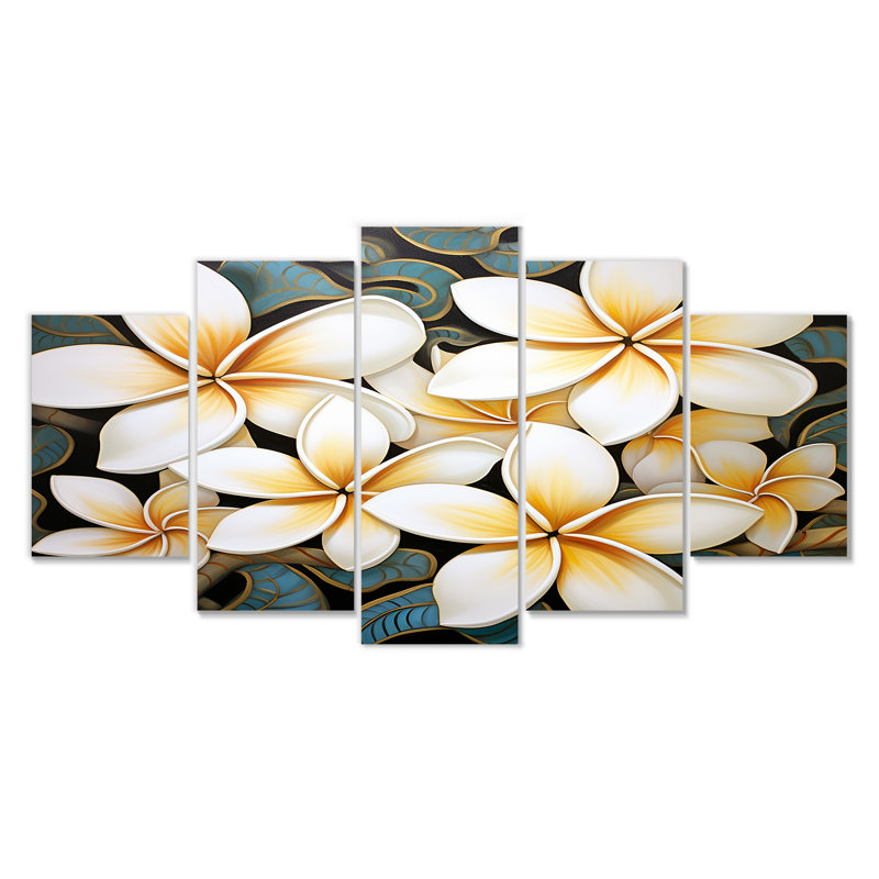 Kernan - Plumeria, art mural 5 pièces