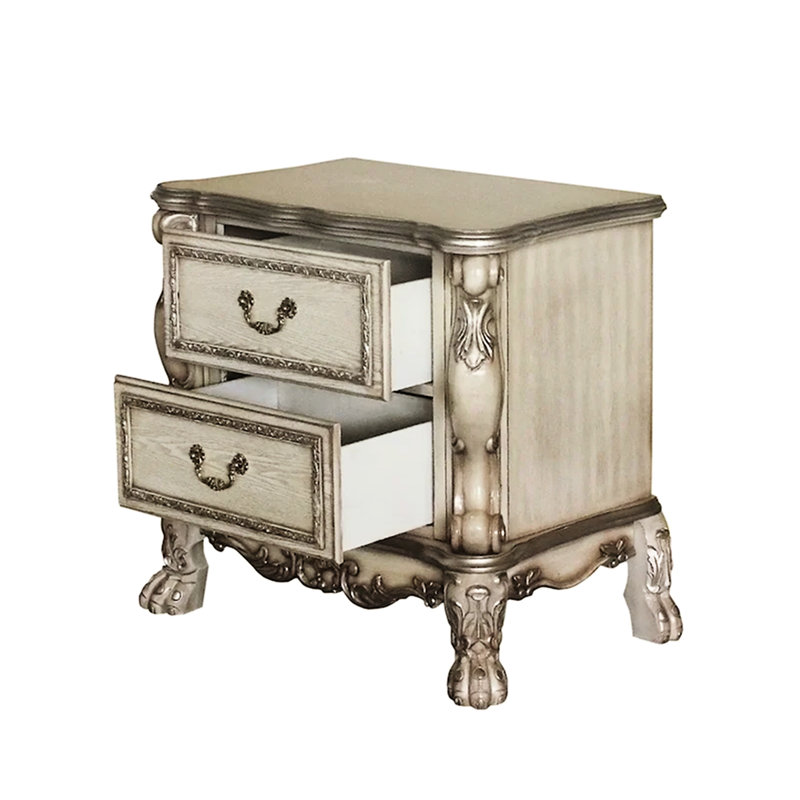 Table de chevet 2 tiroirs Poplar Wood