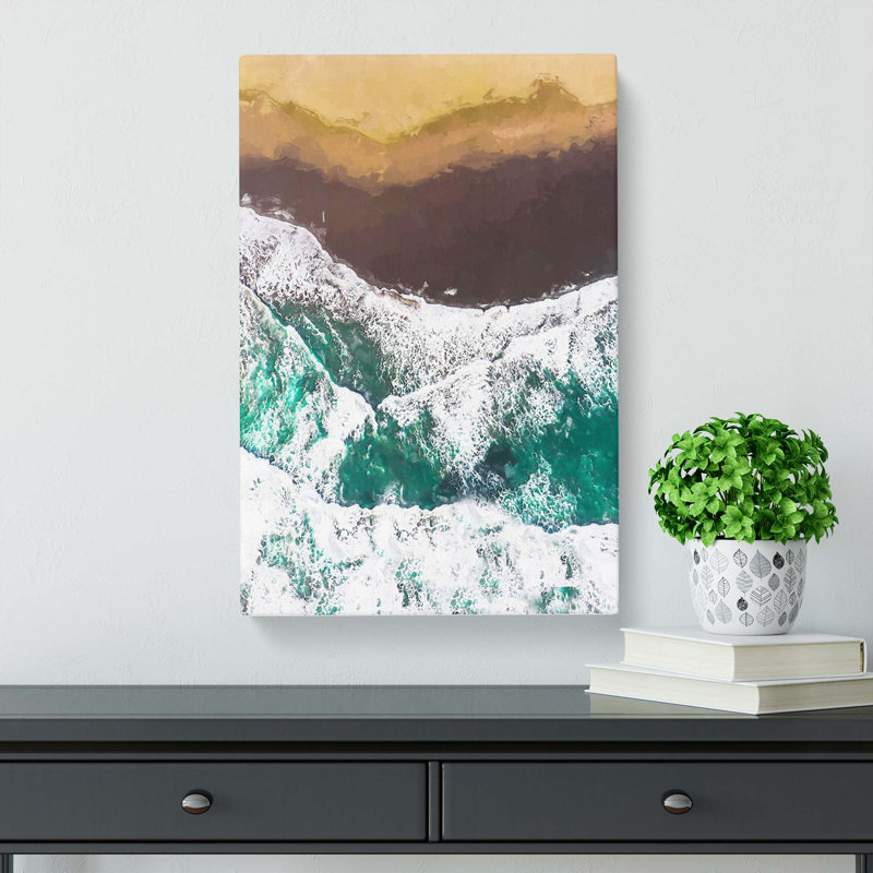 Gold Beach in Abstract - Wrapped Canvas Graphic Art Print, 91cm H x 60cm W x 3cm D