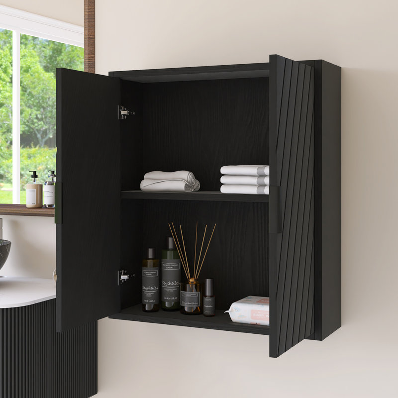Armoire murale de salle de bain 26 "avec porte et tablette 26", Chêne foncé
