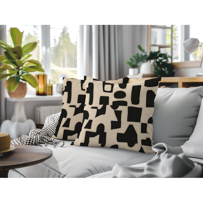 Coussin intérieur / extérieur réversible Jara, 18 x 18, Noir