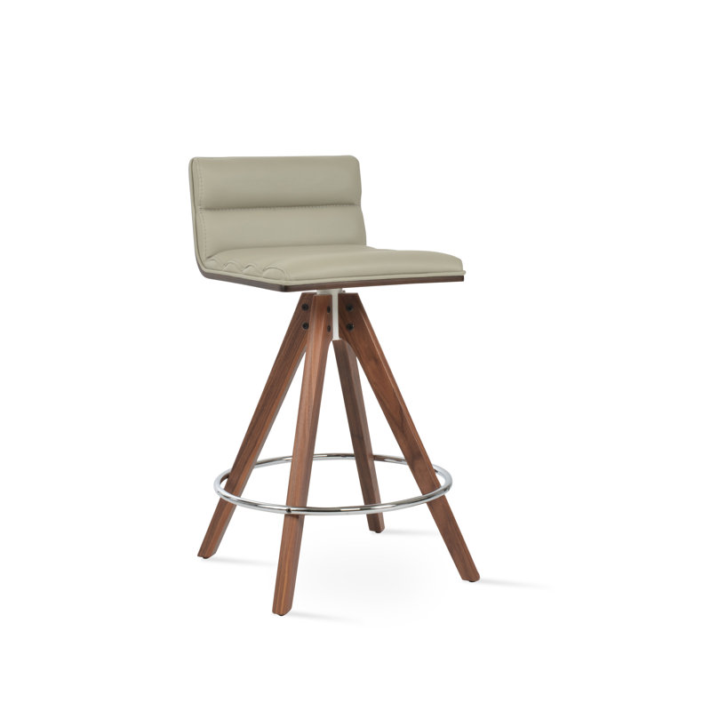 Corona Comfort Pyramid Counter & Bar Stool, Bar Stool (29.5” Seat Height), Light Gray Leatherette