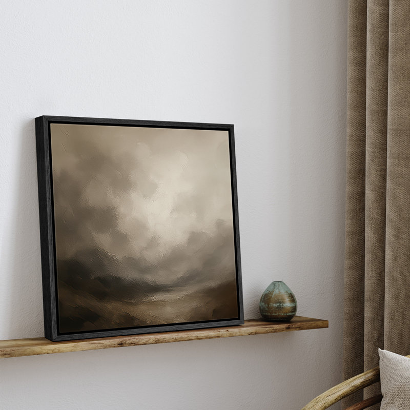 Reproduction de paysage abstrait encadrée sur toile murale pour décor de salon, H 24,8 po x l 24,8 po, Noir