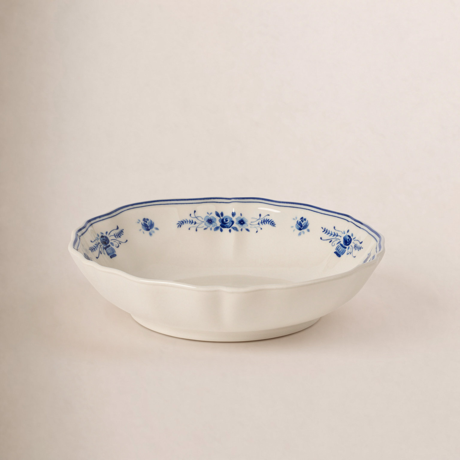 Vila Stoneware Pasta Bowl, Beige/Blue