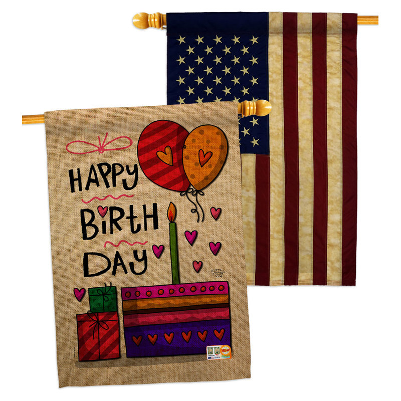 Double Sided 40'' H x 28'' W Polyester Birthday House Flag