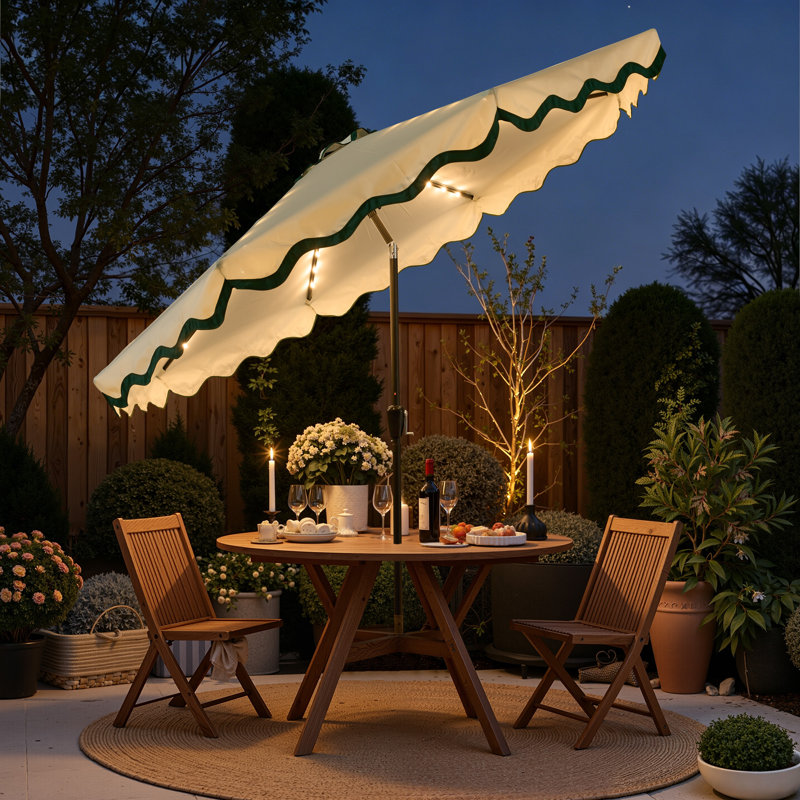 Parasol de marché solaire pour terrasse avec inclinaison et manivelle 10 pi., Tanné