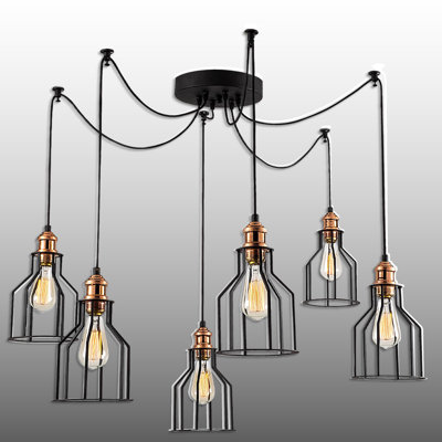 Adjustable Height 6 Lights Metal Body Chandelier