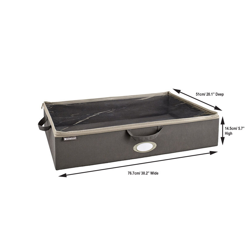 Underbed Fabric Storage Bag with Clear Lid Label Window and Handle