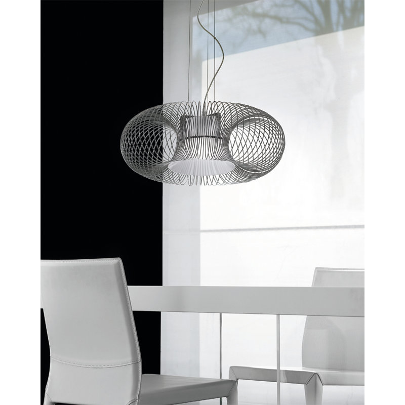 Luminaire suspendu géométrique 1 lumières simple Spring, Transparent, Chrome