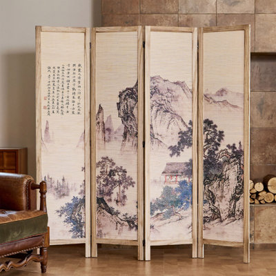 66.9'' Tall East Asian Art Bamboo Folding Room Divider