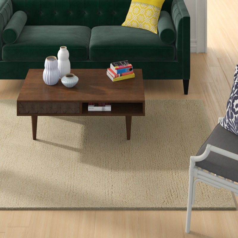 Tapis blanc / beige en laine Delane, Rectangle 4 pi x 6 pi