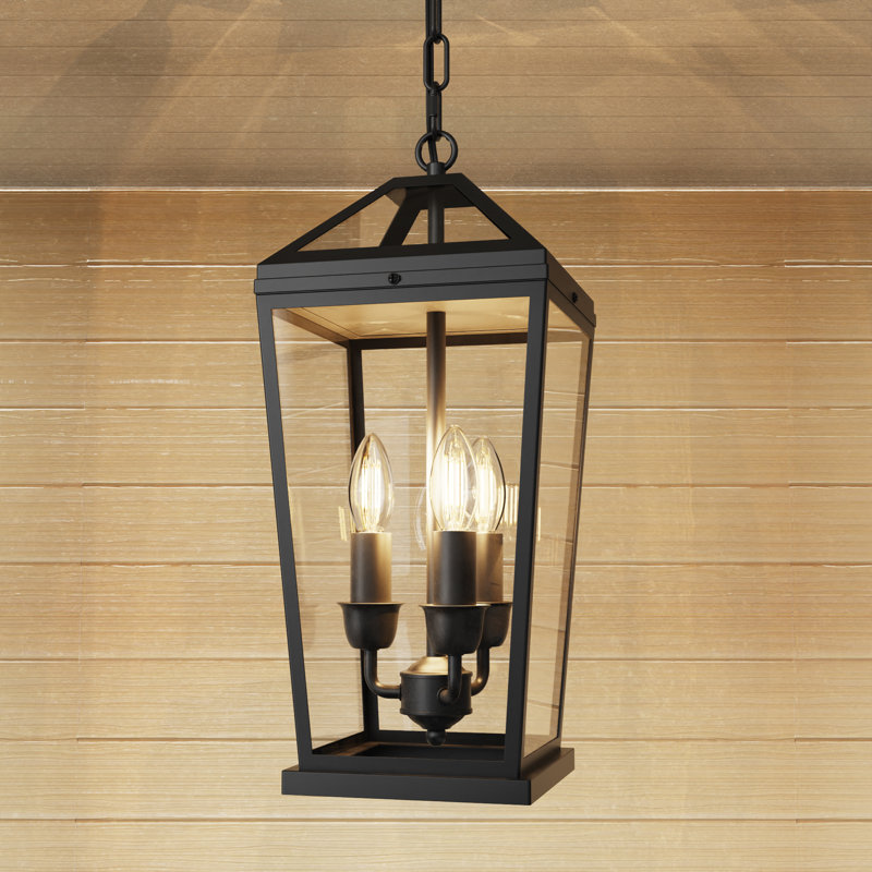 3-light Outdoor Hanging Lantern,18.6 " Large Outdoor Pendant Lantern  for Outside Weatherproof and Anti-rust,3 Bulbs Included Traditional Outdoor Pendant Lights for Porch,Entrance,Yard,Patio