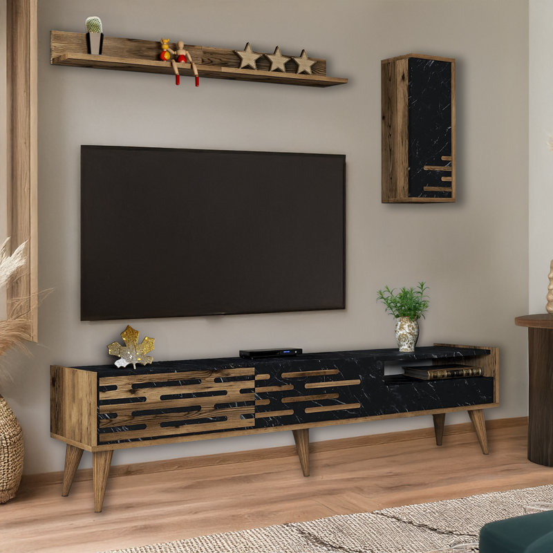 Meuble audio-vidéo à motifs 3 pièces pour téléviseur de 78 po ou moins