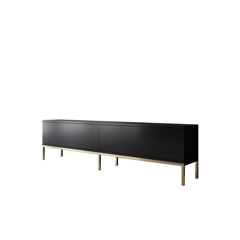 Harveysburg Unfinished TV Stand for TVs up to 70", Black/Gold