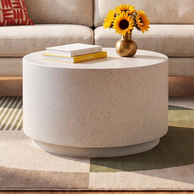 Sur Round Concrete Drum Coffee Table