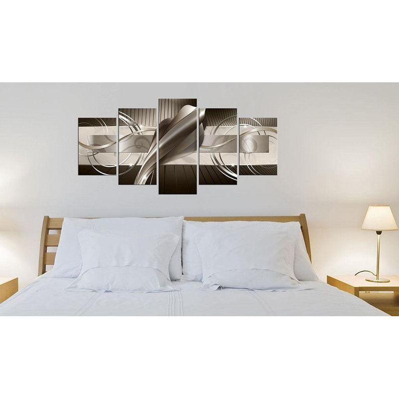 Cobra brun sur toile, 5 pièces, H 40 po x l 80 po x P 0,7 po