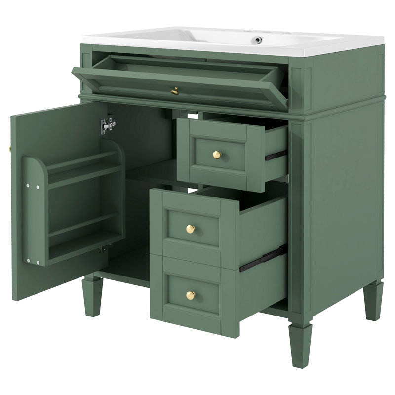 Meuble-lavabo de 30 po avec lavabo supérieur, Vert