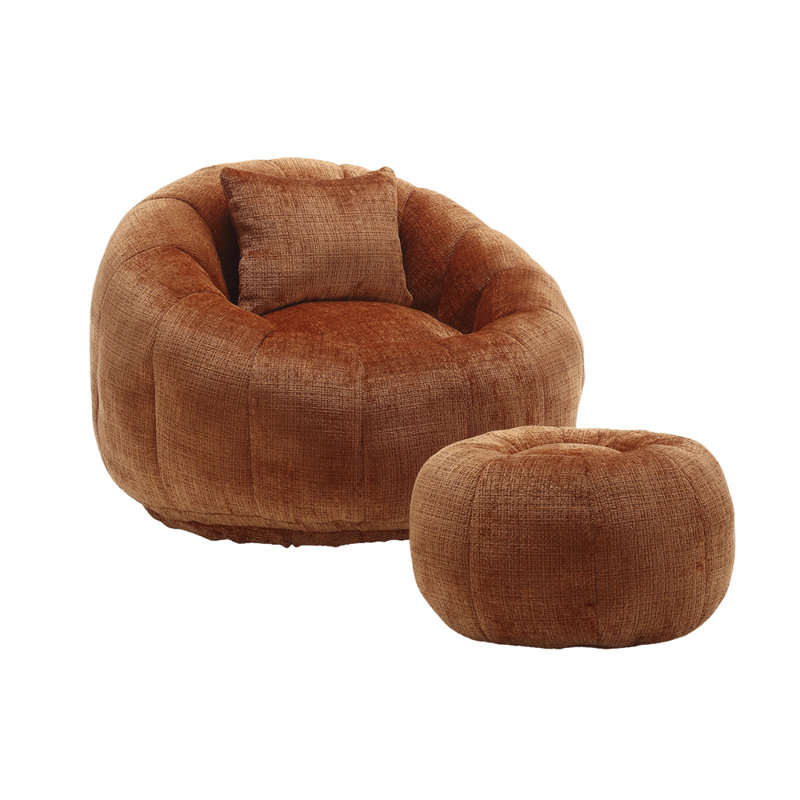 Stylish Plush Bean Bag, Orange Chenille
