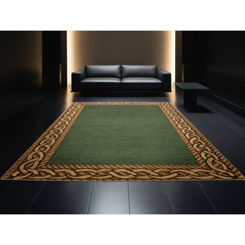 Soft Plush Findley St Patties Modern & Contemporary Abstract Area Rug in Brown – Beige Binding, 2x5