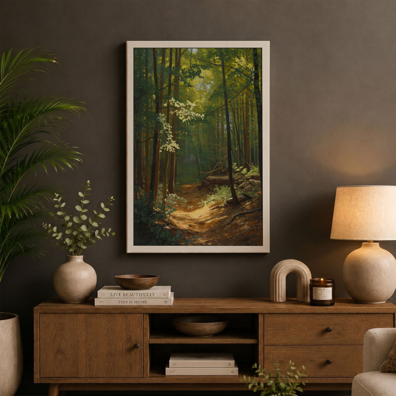 Quiet Northern Forest Scandinavian - Wrapped Canvas, 18x12 - 45.7 x 30.5 cm, Cream Border