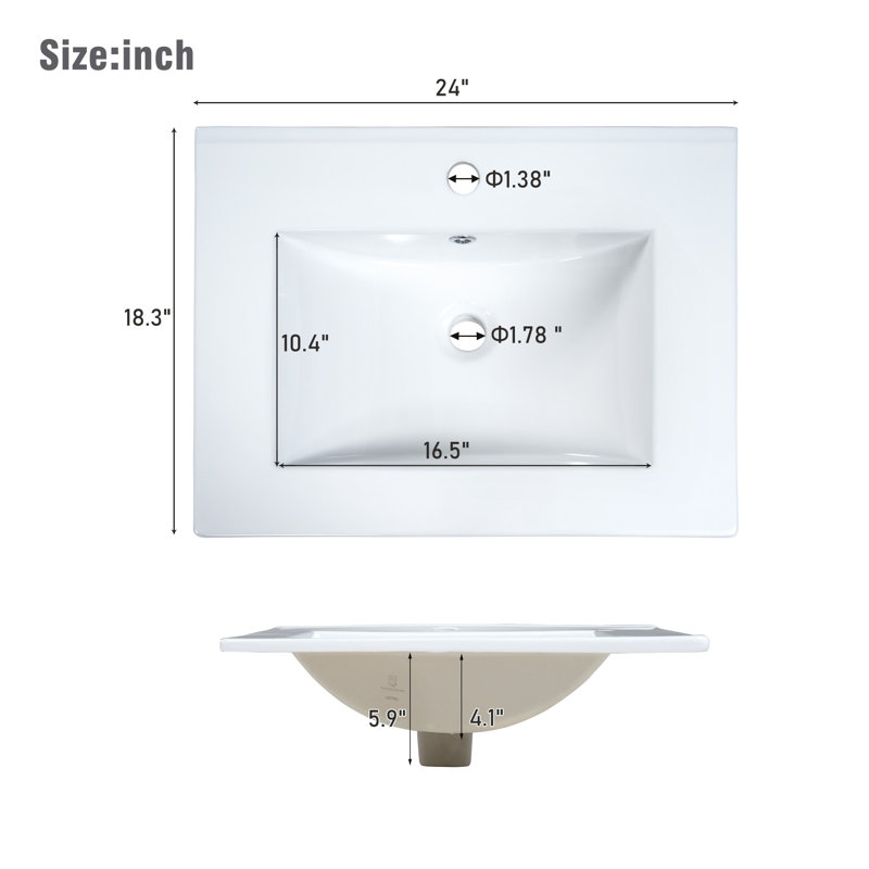 Cavion 24.1'' Single Bathroom Vanity with Ceramic Top