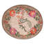 Small Round Shape Ivory Antique American Folk Art Bird Pattern Hooked Rug