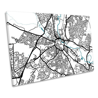 Derby Map City Minimalistic Modern - Wrapped Canvas Print