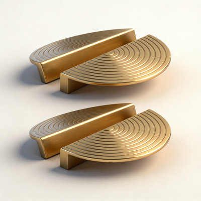 Brushed Brass Cabinet Pulls And Drawer Handles, Modern Semicircular Design For Kitchen, Bathroom, Dresser, And Furniture