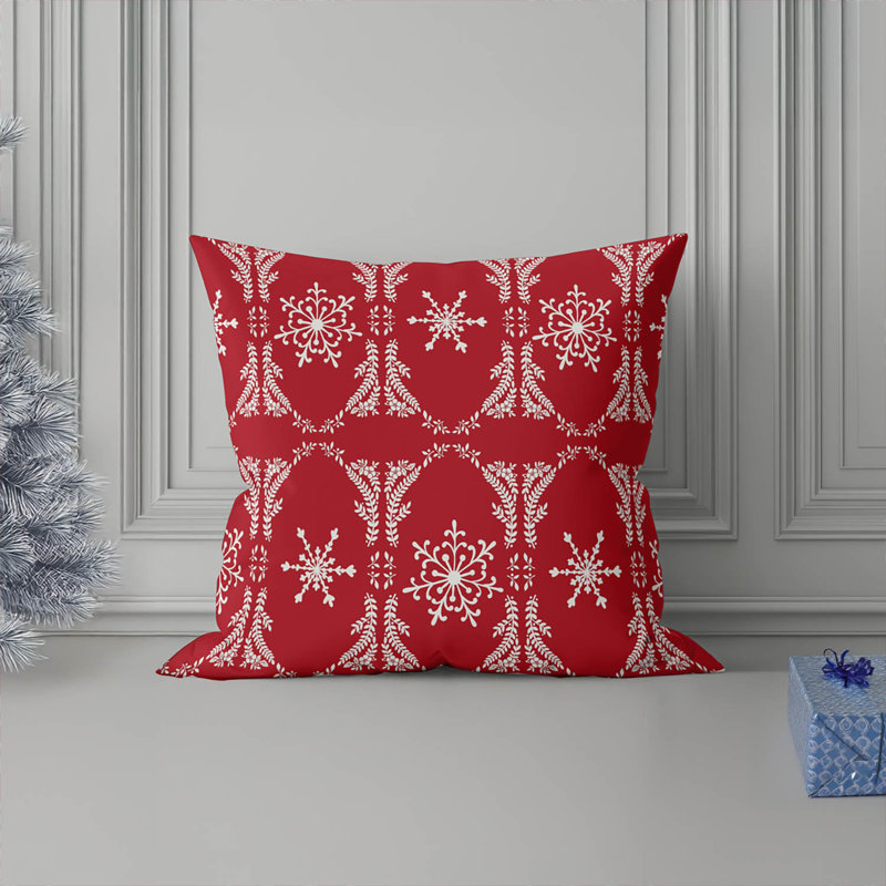 Coussin décoratif d'intérieur, Rouge, Carré 16 po