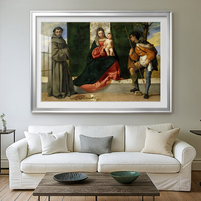 Madonna and Child with Saint Anthony of Padua and Saint Roch-Titian, reproduction encadrée avec passe-partout et verre 1510
