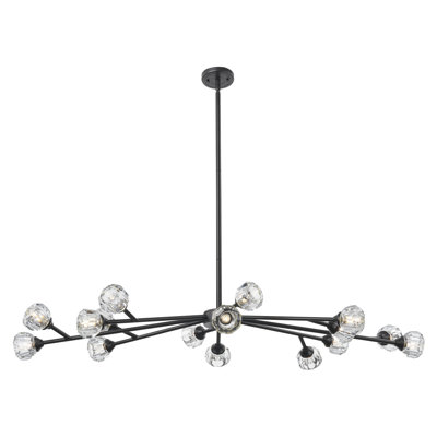 Downtown Urban - Magnani - 16 Light 48" Chandelier - Matte Black Finish - Clear Glass