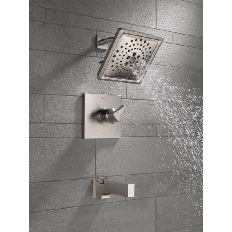 Zura Pressure Balance 17 Series Tub and Shower Trim with Double Handle and Monitor, Stainless