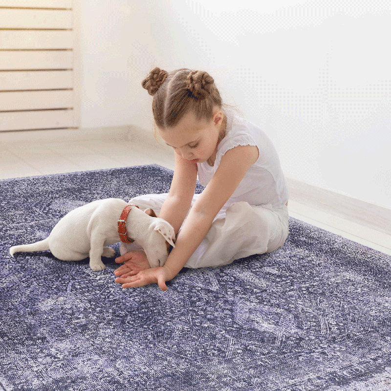 Anthracite Washable Runner Rug 2'6'' X 10', Runner 2'6" x 10'