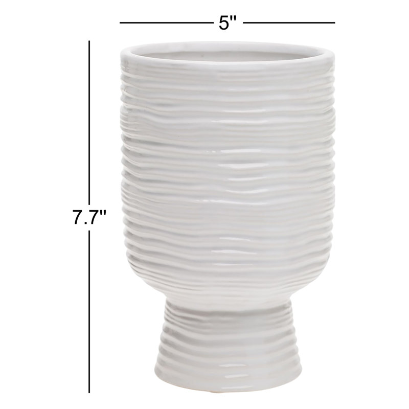 Canella Handmade Ceramic Table Vase, 7.7" H x 5" W x 5" D