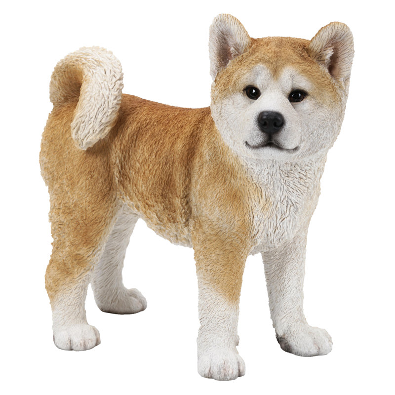 Realistic Polyresin Akita Dog Standing Garden Statue