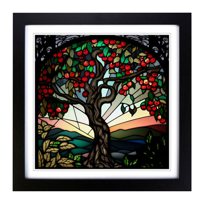 Apple Tree Stained Glass Effect - Framed Print