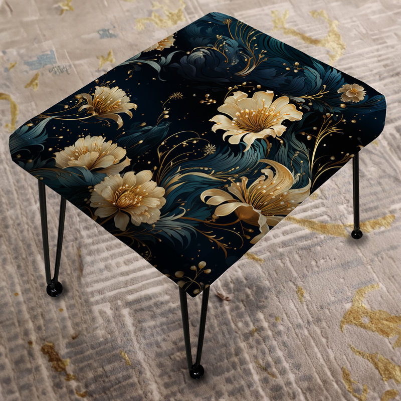 Celestial Blue Damask Mirage Em - Damask Rectangle Ottoman
