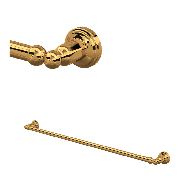 Edwardian Towel Bar, Unlacquered Brass, 2" H x 27.5" W x 2.5" D