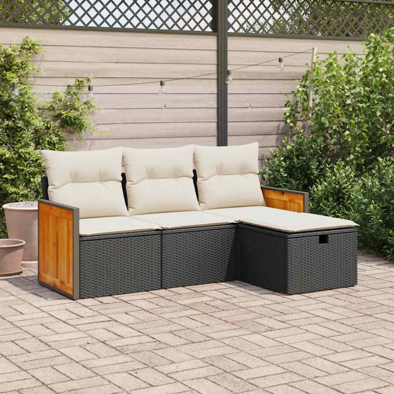 Vidaxl Garden Sofa Set Black, Cream White