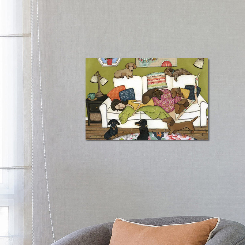 Couch Wieners by Jamie Morath - Wrapped Canvas Print, 66.04 cm H x 45.72 cm W x 1.91 cm D