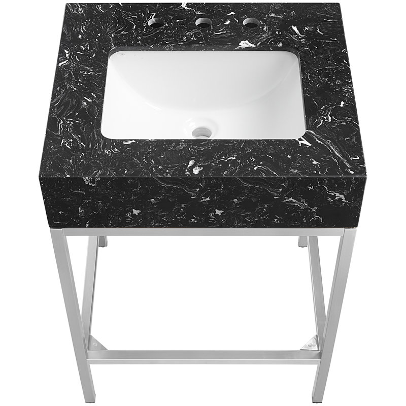 Marmo 24" Single Bathroom Vanity, Black, Brushed Chrome