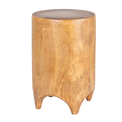 Hand-Carved Wood Side Table by Millwood Pines