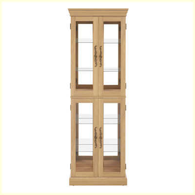 Lighted Glass Curio Display Cabinet,Display Cabinet,Glass Storage Cabinet Glass Wine cabinet Wood Frame Toy Display for Living Room, Kitchen, Pantry light bulb included