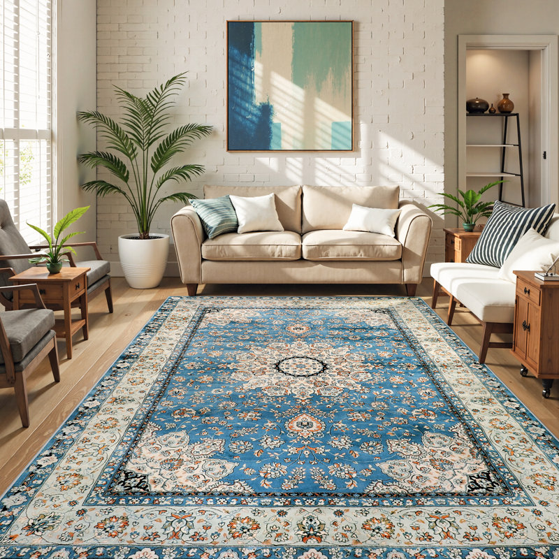 Watte Traditional Oriental Tribal Machine Washable Area Rug Perfect for Living Room, Dining Room, Bedroom Decor